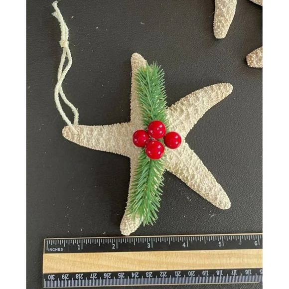 Starfish Christmas Holiday Glittery Ornaments Set Of‎ 4 Embellished - Picture 7 of 8